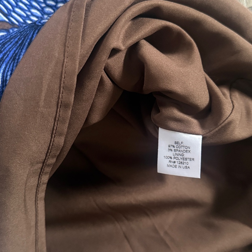 Elizabeth McKay Shift Dress  In Blue and Brown Asian Modern Bold Prints - Picture 8 of 8